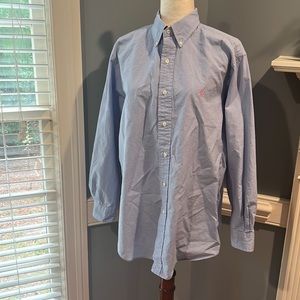 Ralph Lauren classic fit micro blue check collared shirt